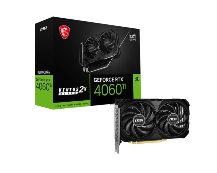 MSI GeForce RTX 4060 Ti VENTUS 2X BLACK E1 OC | 8GB GDDR6 VRAM | Videokaart | GPU | Nvidia - 0