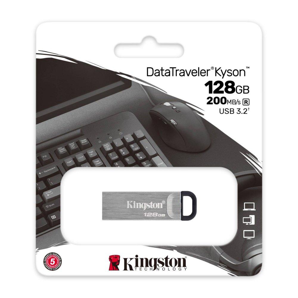 Kingston DataTraveler Kyson | 128GB USB-A 3.2 Flash Drive | Zilver - 3 Kingston DataTraveler Kyson | 128GB USB-A 3.2 Flash Drive | Zilver - 3