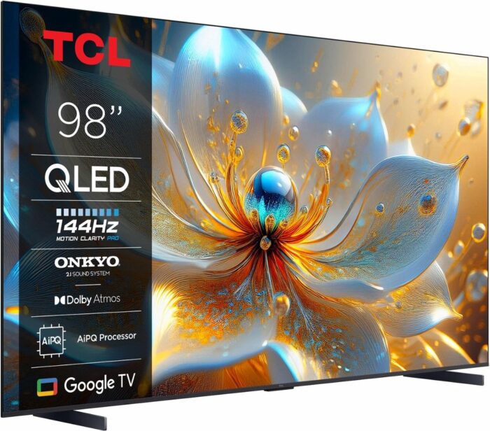TCL 98T8C | 98” 4K QLED (2025) | 144Hz Motion | Dolby Vision & Dolby Atmos | Google TV & WiFi - 1 TCL 98T8C | 98” 4K QLED (2025) | 144Hz Motion | Dolby Vision & Dolby Atmos | Google TV & WiFi - 1