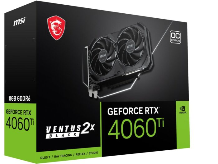 MSI GeForce RTX 4060 Ti VENTUS 2X BLACK OC | 8GB GDDR6 VRAM | Videokaart | GPU | Nvidia - 8 MSI GeForce RTX 4060 Ti VENTUS 2X BLACK OC | 8GB GDDR6 VRAM | Videokaart | GPU | Nvidia - 8