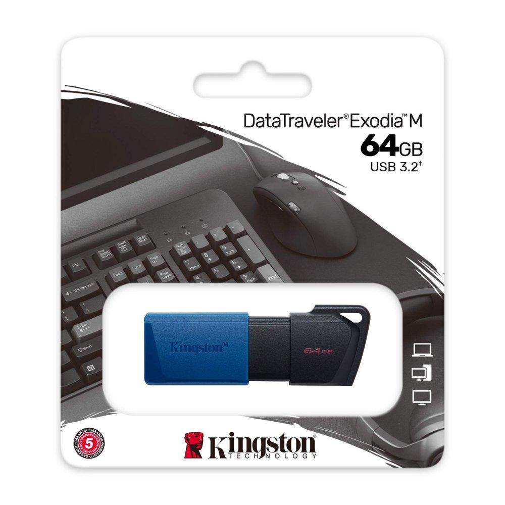 Kingston DataTraveler Exodia M | 64GB USB-A 3.2 Flash Drive | Zwart/Blauw - 2 Kingston DataTraveler Exodia M | 64GB USB-A 3.2 Flash Drive | Zwart/Blauw - 2