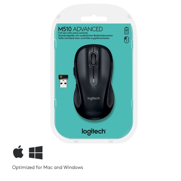 Logitech M510 | Draadloze Muis | Links- en Rechtshandig | RF | 1000 DPI | Zwart | Returned - 7 Logitech M510 | Draadloze Muis | Links- en Rechtshandig | RF | 1000 DPI | Zwart | Returned - 7