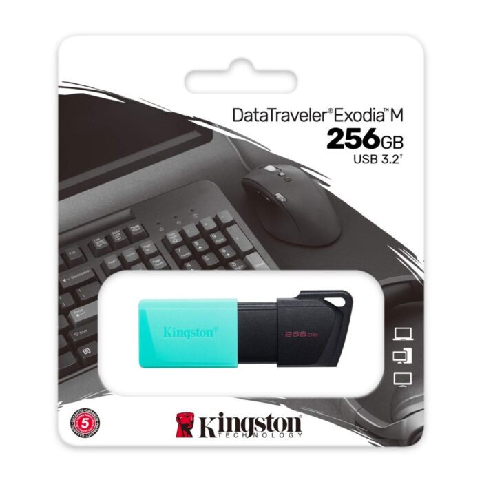 Kingston DataTraveler Exodia M | 256GB USB-A 3.2 Flash Drive | Zwart/Turkoois - 3 Kingston DataTraveler Exodia M | 256GB USB-A 3.2 Flash Drive | Zwart/Turkoois - 3