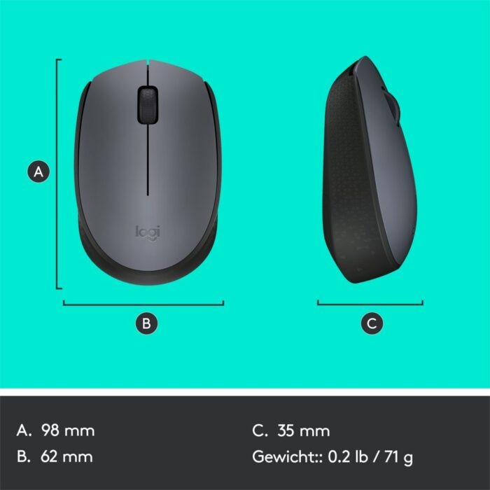 Logitech M170 | Draadloze Muis | Links- en Rechtshandig | RF | 1000 DPI | Grijs - 8 Logitech M170 | Draadloze Muis | Links- en Rechtshandig | RF | 1000 DPI | Grijs - 8