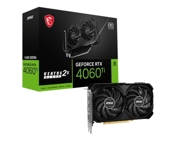 MSI GeForce RTX 4060 TI VENTUS 2X BLACK OC | 16GB GDDR6 VRAM | Videokaart | GPU | Nvidia - 0 MSI GeForce RTX 4060 TI VENTUS 2X BLACK OC | 16GB GDDR6 VRAM | Videokaart | GPU | Nvidia - 0