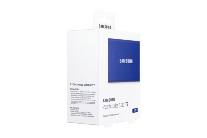 Samsung T7 | Externe SSD | 2TB | USB 3.2 Gen2 | 1.050MB/s Lezen | 1.000MB/s Schrijven | Blauw - 9 Samsung T7 | Externe SSD | 2TB | USB 3.2 Gen2 | 1.050MB/s Lezen | 1.000MB/s Schrijven | Blauw - 9