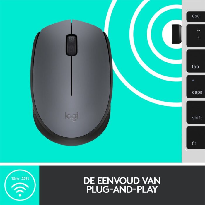 Logitech M170 | Draadloze Muis | Links- en Rechtshandig | RF | 1000 DPI | Grijs - 6 Logitech M170 | Draadloze Muis | Links- en Rechtshandig | RF | 1000 DPI | Grijs - 6