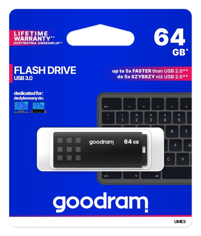 Goodram UME3 | 64GB USB-A 3.2 Flash Drive | Zwart - 1 Goodram UME3 | 64GB USB-A 3.2 Flash Drive | Zwart - 1