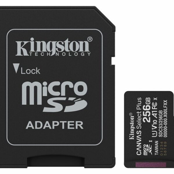 Kingston Technology microSDXC 256GB | Canvas Select Plus Gen3 | 150MB/s | A1 | + Adapter