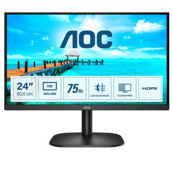 AOC 24B2XDM 23,8" | 1920x1080 Full HD VA | 75Hz | 4ms | 3-zijdig Randloos | Flicker-Free | Low Blue Light | Monitor | RENEWED