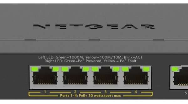 GS305EPP-100PES | 5-poorts Gigabit Smart Managed Plus PoE+ Switch | 120W PoE-vermogen | VLAN/QoS | Webbeheer