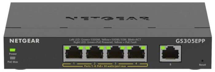 GS305EPP-100PES | 5-poorts Gigabit Smart Managed Plus PoE+ Switch | 120W PoE-vermogen | VLAN/QoS | Webbeheer - 0