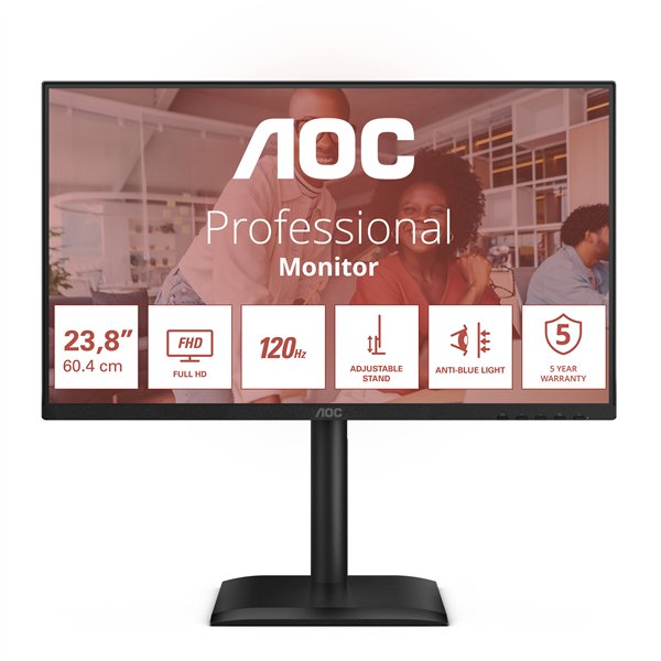 AOC 24E4CV monitor 23.8" FHD 1920x1080 120Hz zwart