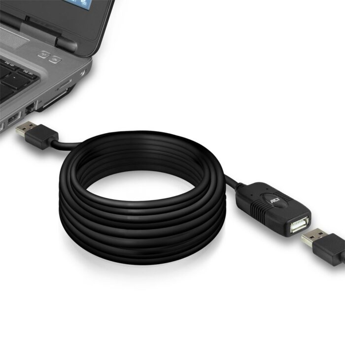 ACT AC6010 | USB 2.0 Signaalversterker | USB-A naar USB-A | 10m | Zwart ACT AC6010 | USB 2.0 Signaalversterker | USB-A naar USB-A | 10m | Zwart