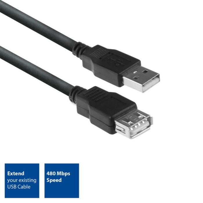 ACT AC3040 | USB 2.0 Kabel | USB-A naar USB-A | 1.8m | Zwart ACT AC3040 | USB 2.0 Kabel | USB-A naar USB-A | 1.8m | Zwart