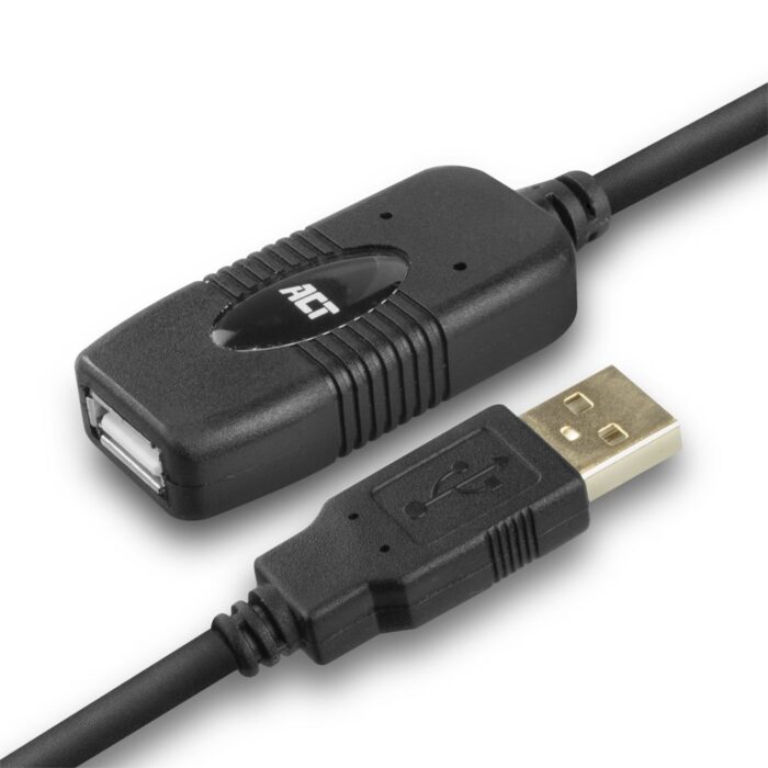 ACT AC6010 | USB 2.0 Signaalversterker | USB-A naar USB-A | 10m | Zwart ACT AC6010 | USB 2.0 Signaalversterker | USB-A naar USB-A | 10m | Zwart