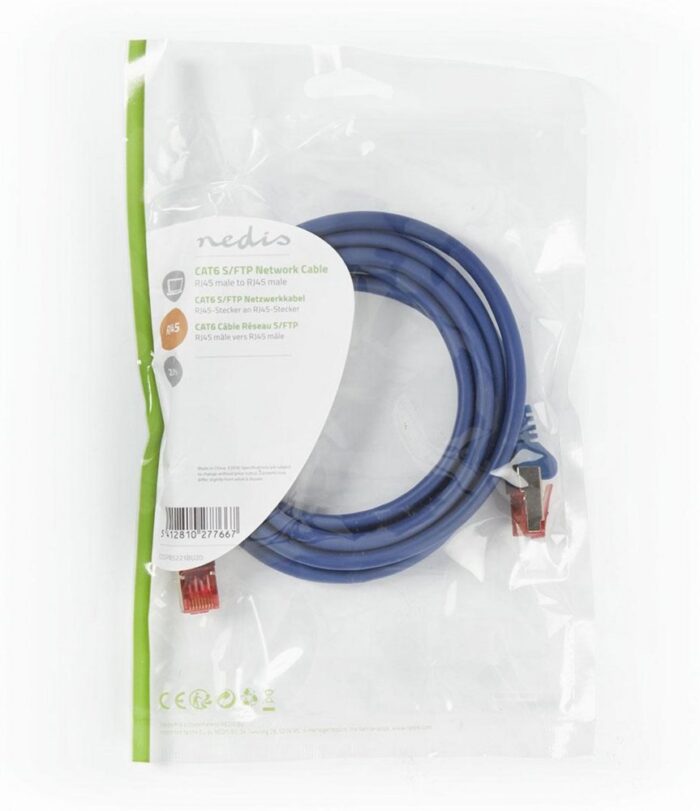 Nedis netwerkkabel | Cat6 | S/FTP (S-STP) | 2 m | Blauw | CCGP85221BU20 Nedis netwerkkabel | Cat6 | S/FTP (S-STP) | 2 m | Blauw | CCGP85221BU20