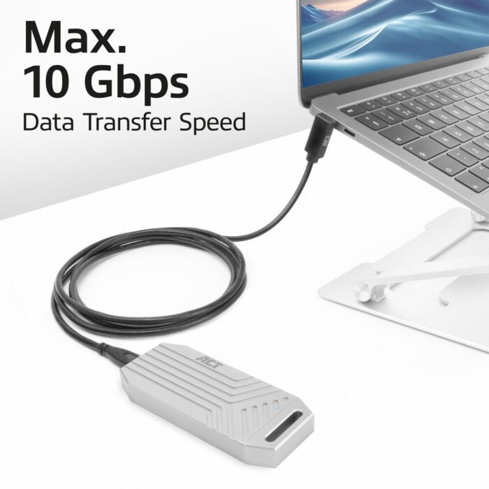 ACT AC7470 | USB 3.2 Gen 2 Kabel | USB-C (recht) naar USB-C (haaks boven/beneden) | 60W | 10Gbps | 0,5m | Zwart ACT AC7470 | USB 3.2 Gen 2 Kabel | USB-C (recht) naar USB-C (haaks boven/beneden) | 60W | 10Gbps | 0,5m | Zwart
