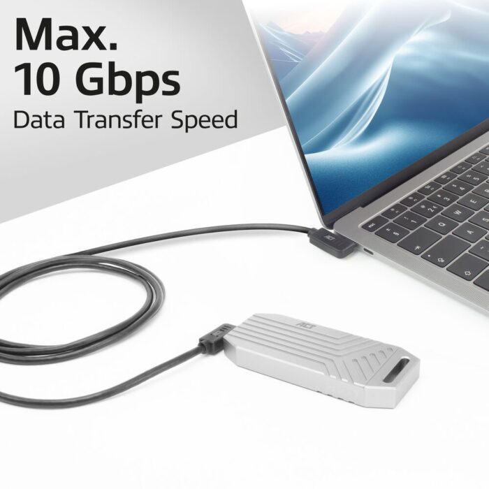 ACT AC7488 | USB 3.2 Gen 2 Kabel | USB-C (haaks links/rechts) naar USB-C (haaks links/rechts) | 60W | 10Gbps | 2m | Zwart ACT AC7488 | USB 3.2 Gen 2 Kabel | USB-C (haaks links/rechts) naar USB-C (haaks links/rechts) | 60W | 10Gbps | 2m | Zwart