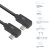ACT AC7486 | USB 3.2 Gen 2 Kabel | USB-C (haaks links/rechts) naar USB-C (haaks links/rechts) | 60W | 10Gbps | 0,5m | Zwart