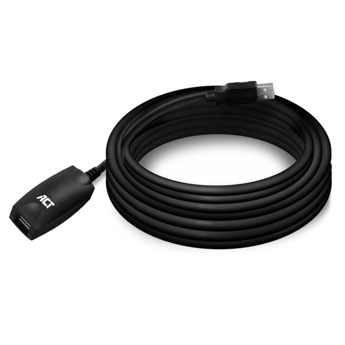 ACT AC6005 | USB 2.0 Signaalversterker | USB-A naar USB-A | 5m | Zwart ACT AC6005 | USB 2.0 Signaalversterker | USB-A naar USB-A | 5m | Zwart