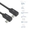 ACT AC7487 | USB 3.2 Gen 2 Kabel | USB-C (haaks links/rechts) naar USB-C (haaks links/rechts) | 60W | 10Gbps | 1m | Zwart
