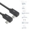 ACT AC7488 | USB 3.2 Gen 2 Kabel | USB-C (haaks links/rechts) naar USB-C (haaks links/rechts) | 60W | 10Gbps | 2m | Zwart
