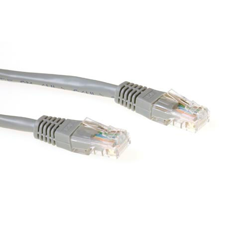 ACT netwerkkabel | Patchkabel | Cat6 | U/UTP (UTP) | 0,5 m | Grijs | RJ45 connectoren