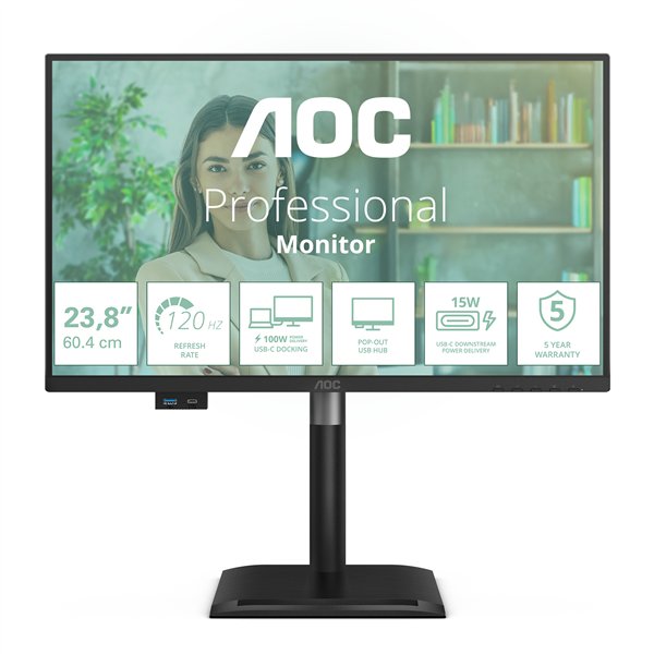 AOC P4 24P4CV monitor 24 inch FHD 120Hz Pivot
