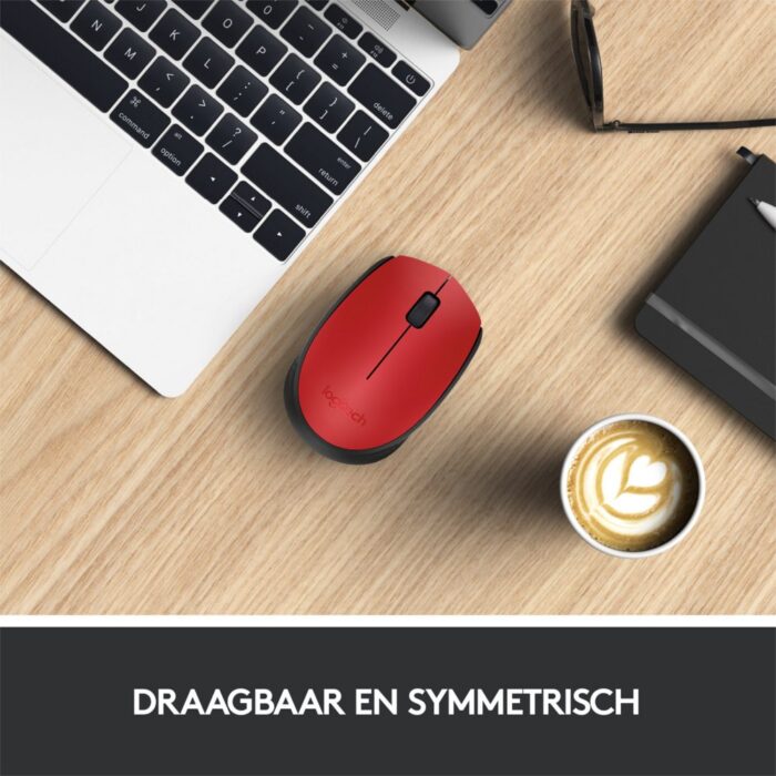 Logitech M171 | Draadloze Muis | Links- en Rechtshandig | RF | 1000 DPI | Rood/Zwart Logitech M171 | Draadloze Muis | Links- en Rechtshandig | RF | 1000 DPI | Rood/Zwart