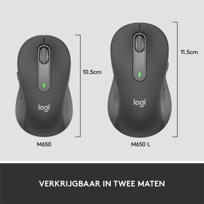 Logitech Signature M650 | Draadloze Muis | RF-Draadloos + Bluetooth | 1000 DPI | Grafiet Logitech Signature M650 | Draadloze Muis | RF-Draadloos + Bluetooth | 1000 DPI | Grafiet