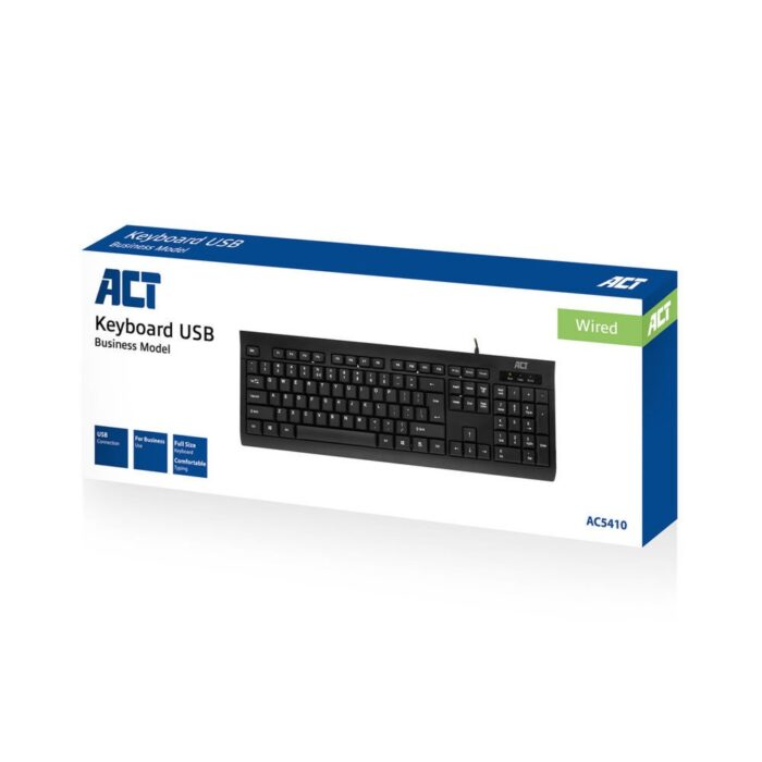 ACT AC5410 | Bedraad Toetsenbord | USB Aansluiting | QWERTY ACT AC5410 | Bedraad Toetsenbord | USB Aansluiting | QWERTY