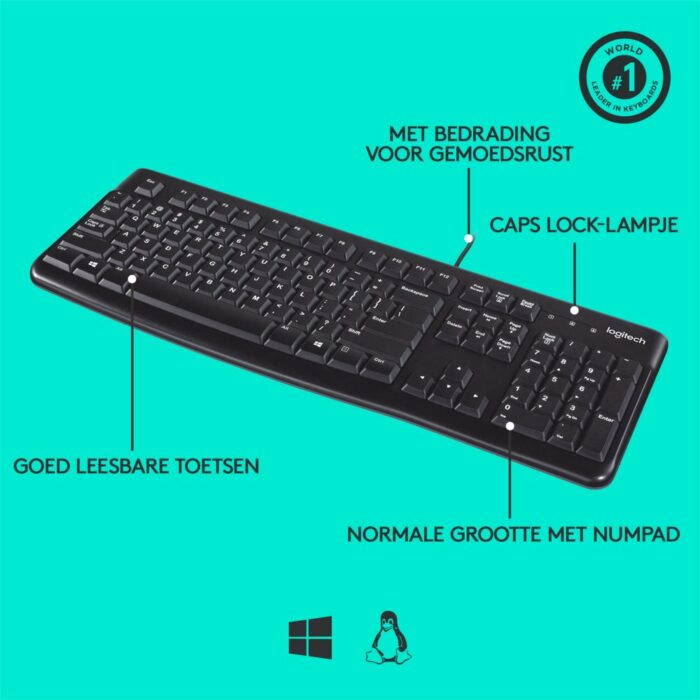 Logitech K120 | Zakelijk Bedraad Toetsenbord | QWERTY Logitech K120 | Zakelijk Bedraad Toetsenbord | QWERTY