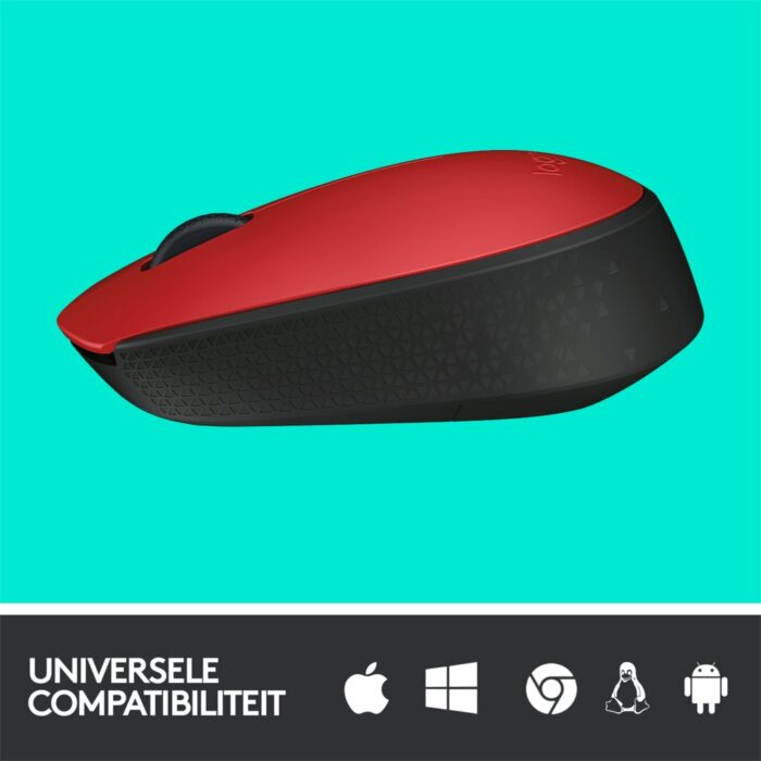 Logitech M171 | Draadloze Muis | Links- en Rechtshandig | RF | 1000 DPI | Rood/Zwart Logitech M171 | Draadloze Muis | Links- en Rechtshandig | RF | 1000 DPI | Rood/Zwart