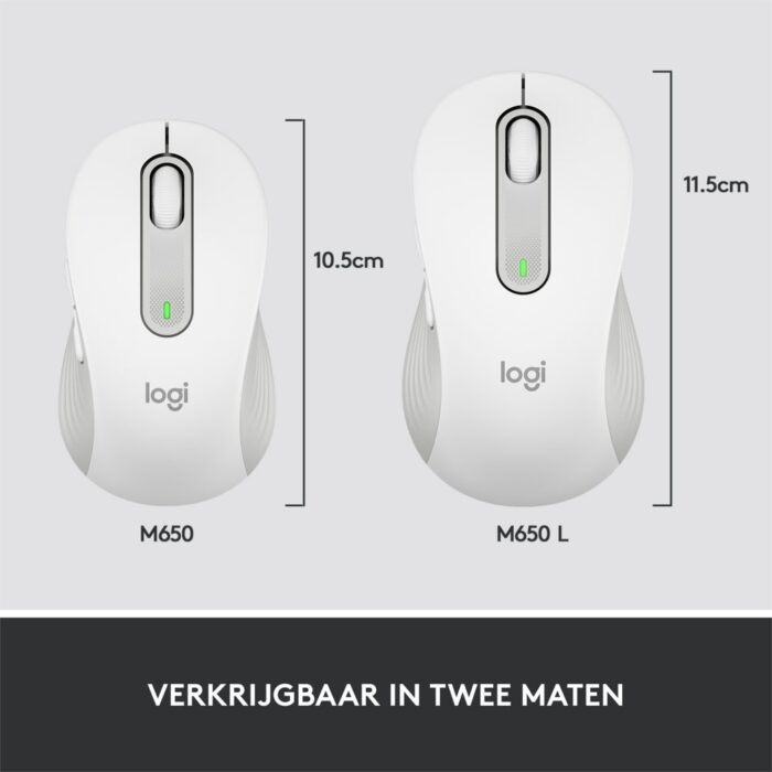 Logitech Signature M650 | Draadloze Muis | Rechtshandig | RF + Bluetooth | 2000 DPI | Wit Logitech Signature M650 | Draadloze Muis | Rechtshandig | RF + Bluetooth | 2000 DPI | Wit