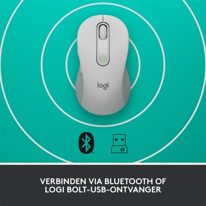 Logitech Signature M650 | Draadloze Muis | Rechtshandig | RF + Bluetooth | 2000 DPI | Wit Logitech Signature M650 | Draadloze Muis | Rechtshandig | RF + Bluetooth | 2000 DPI | Wit
