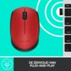 Logitech M171 | Draadloze Muis | Links- en Rechtshandig | RF | 1000 DPI | Rood/Zwart