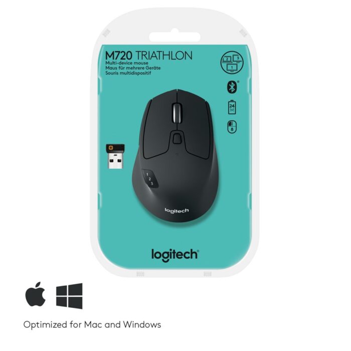 Logitech M720 Triathlon | Draadloze Muis | Rechtshandig | RF + Bluetooth | 1000 DPI | Zwart Logitech M720 Triathlon | Draadloze Muis | Rechtshandig | RF + Bluetooth | 1000 DPI | Zwart