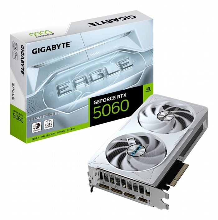 GIGABYTE GeForce RTX 5060 EAGLE OC ICE | 8GB GDDR7 | DLSS 4 | Videokaart | Nvidia GPU GIGABYTE GeForce RTX 5060 EAGLE OC ICE | 8GB GDDR7 | DLSS 4 | Videokaart | Nvidia GPU