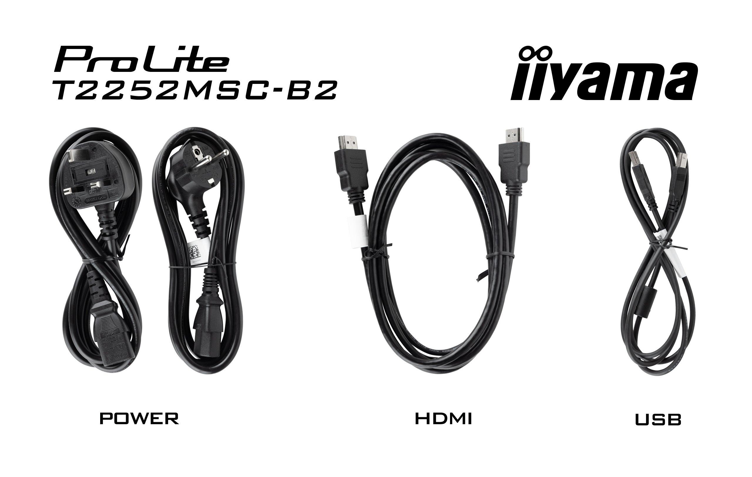 iiyama ProLite T2252MSC-B2 monitor zwart 21.5" FHD touchscreen