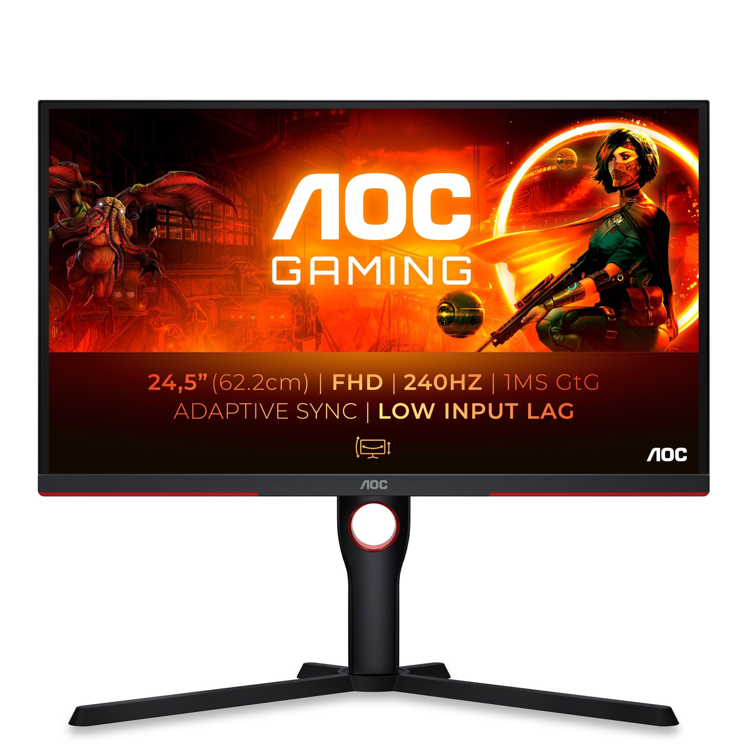 AOC G3 25G3ZM/BK monitor zwart rood 24.5" FHD 240Hz 1ms